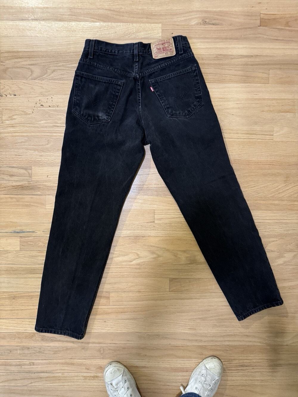 Vintage 90s Levis 550 Black Denim Jeans High Waisted Relaxed 28x30 (Tag 32x32)
